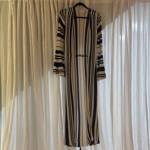 VENUS Black and Cream Striped Cardigan
